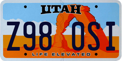 UT license plate Z980SI