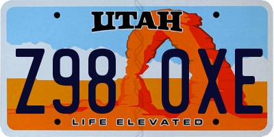 UT license plate Z980XE
