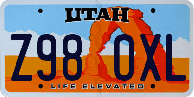 UT license plate Z980XL
