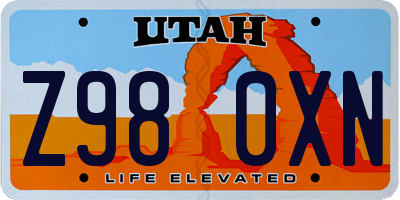 UT license plate Z980XN