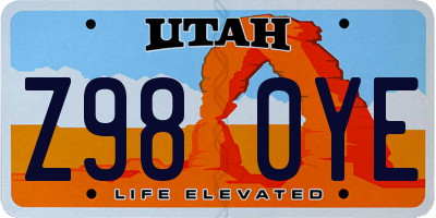 UT license plate Z980YE
