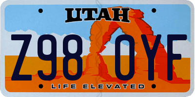 UT license plate Z980YF