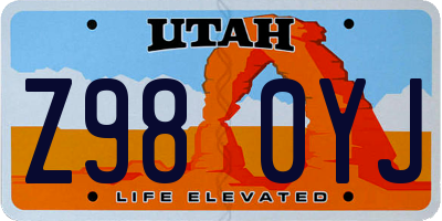 UT license plate Z980YJ