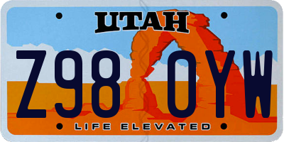 UT license plate Z980YW