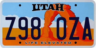 UT license plate Z980ZA