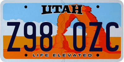 UT license plate Z980ZC