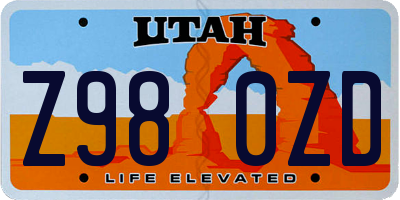 UT license plate Z980ZD