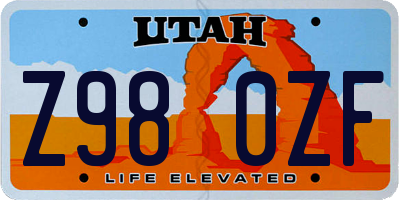 UT license plate Z980ZF