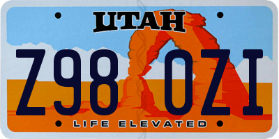 UT license plate Z980ZI