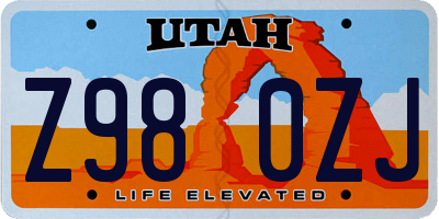 UT license plate Z980ZJ