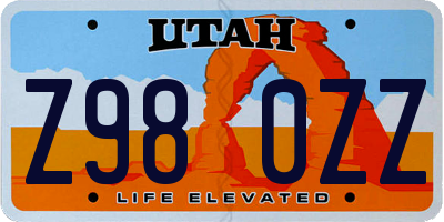 UT license plate Z980ZZ