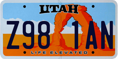 UT license plate Z981AN