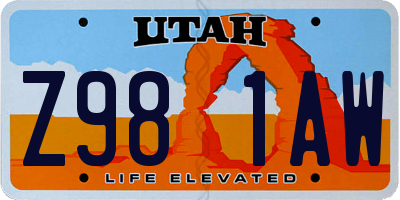UT license plate Z981AW