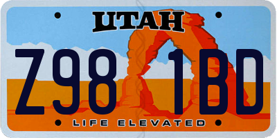 UT license plate Z981BD