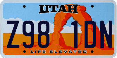 UT license plate Z981DN