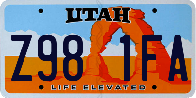 UT license plate Z981FA