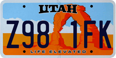 UT license plate Z981FK