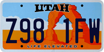 UT license plate Z981FW