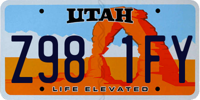 UT license plate Z981FY