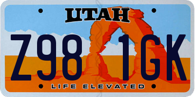 UT license plate Z981GK