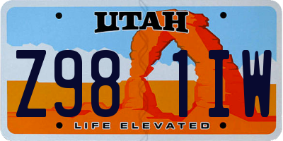 UT license plate Z981IW