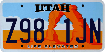 UT license plate Z981JN