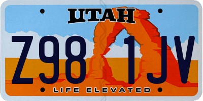 UT license plate Z981JV