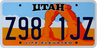 UT license plate Z981JZ