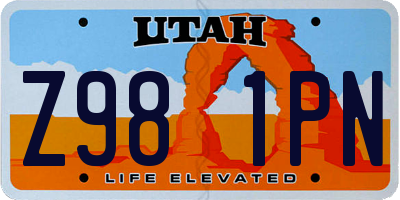 UT license plate Z981PN