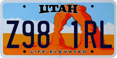 UT license plate Z981RL