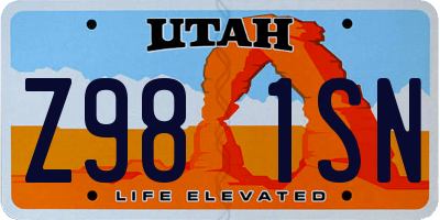 UT license plate Z981SN