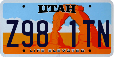 UT license plate Z981TN