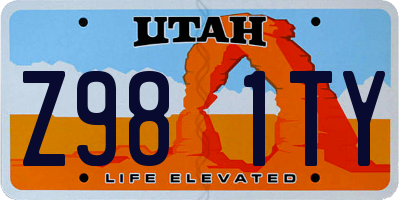 UT license plate Z981TY