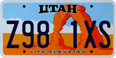 UT license plate Z981XS