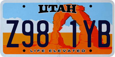 UT license plate Z981YB
