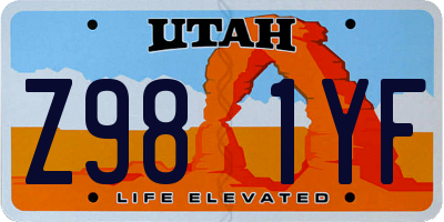 UT license plate Z981YF