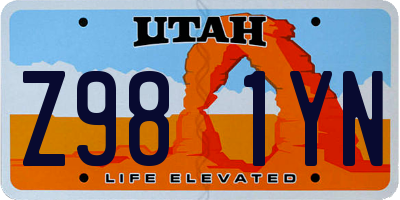 UT license plate Z981YN