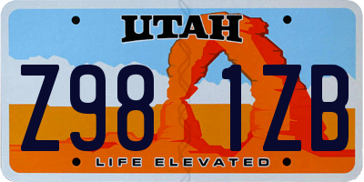 UT license plate Z981ZB