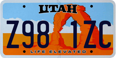 UT license plate Z981ZC