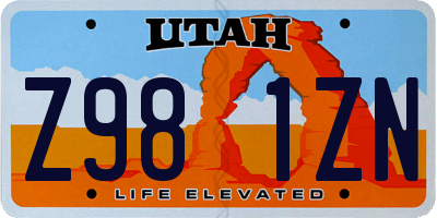 UT license plate Z981ZN