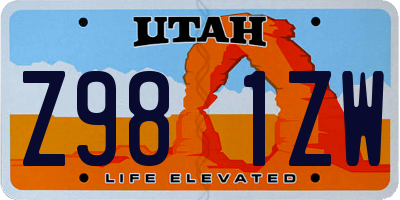 UT license plate Z981ZW
