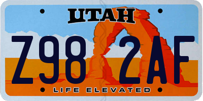 UT license plate Z982AF