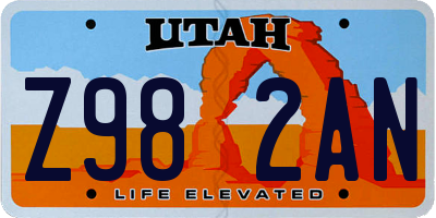 UT license plate Z982AN
