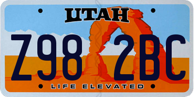 UT license plate Z982BC