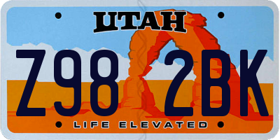 UT license plate Z982BK