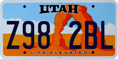 UT license plate Z982BL