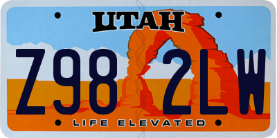 UT license plate Z982LW