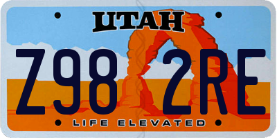 UT license plate Z982RE