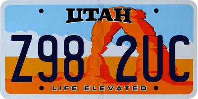 UT license plate Z982UC