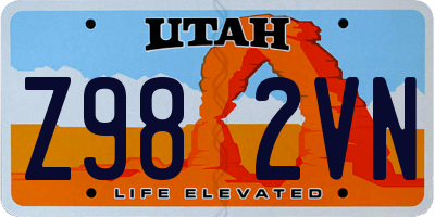 UT license plate Z982VN